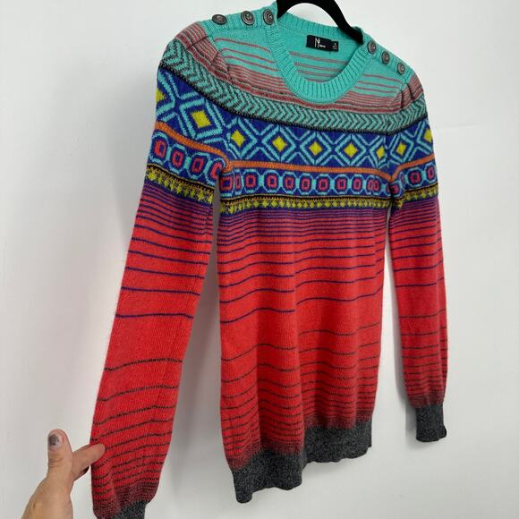 Neve sweater size small colorful merino lambswool angora pullover ski snow - Picture 3 of 9